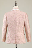 Champagne Shawl Lapel One Button Jacquard Men's Formal Suits