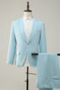 Load image into Gallery viewer, 2 Piece Light Blue Notched Lapel Men&#39;s Formal Suits