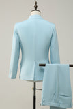 2 Piece Light Blue Notched Lapel Men's Formal Suits