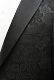 Peak Lapel Black Jacquard Men's Formal Suits