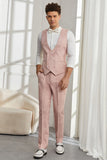 Silm Fit Peak Lapel Light Pink Jacquard Men's Formal Suits