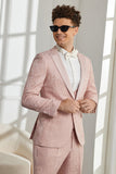 Silm Fit Peak Lapel Light Pink Jacquard Men's Formal Suits