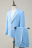 Load image into Gallery viewer, Peak Lapel Single Breasted Sky Blue Men&#39;s Formal Suits