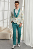 Shawl Lapel One Button Light Green 3 Piece Men's Formal Suits