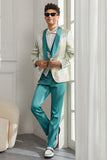 Shawl Lapel One Button Light Green 3 Piece Men's Formal Suits