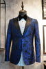 Load image into Gallery viewer, Peak Lapel Jacquard Two Buttons Royal Blue Single Breasted Men&#39;s Formal Blazer