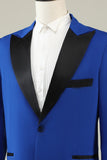 Slim Fit Peak Lapel One Button Blue Men's Formal Suits