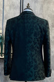 Dark Green Jacquard Shawl Lapel One Button 2 Piece Men's Formal Suits
