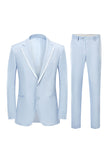 Light Grey Notched Lapel Men's 2-Piece Formal Party Suits