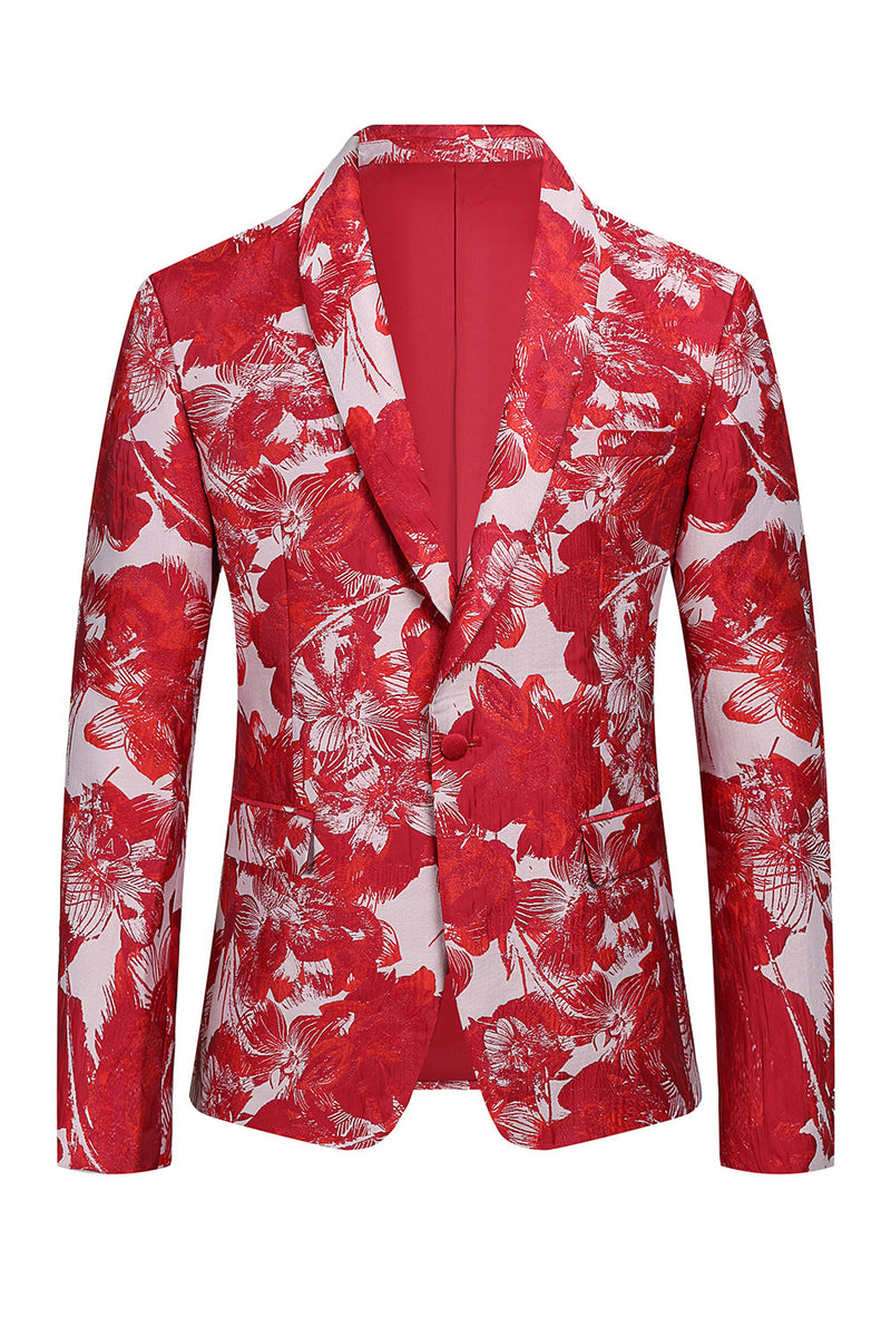 Load image into Gallery viewer, Red Floral Jacquard 2 Piece Men Suits