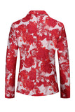 Red Floral Jacquard 2 Piece Men Suits