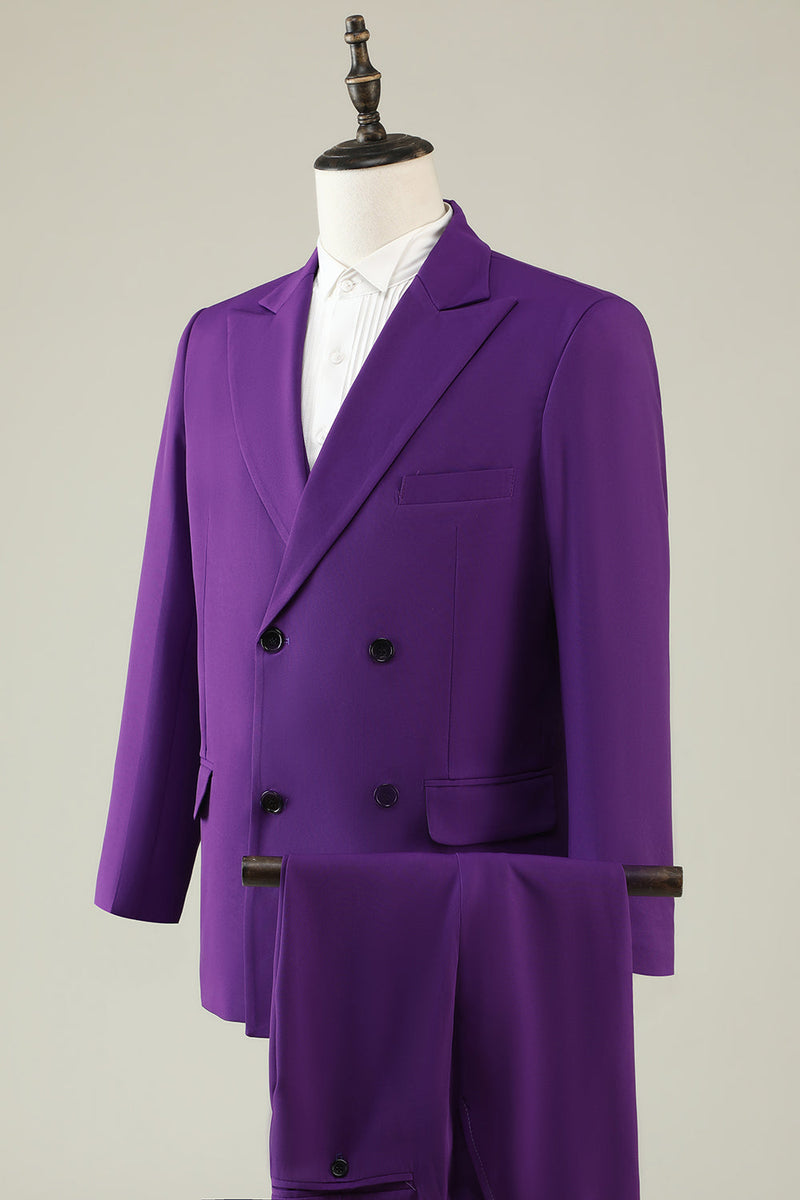 Load image into Gallery viewer, Purple Double Breasted 3 Piece Formal Party Suits