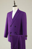 Purple Double Breasted 3 Piece Formal Party Suits