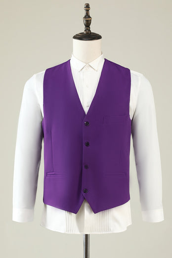 Purple Double Breasted 3 Piece Formal Party Suits