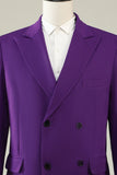 Purple Double Breasted 3 Piece Formal Party Suits