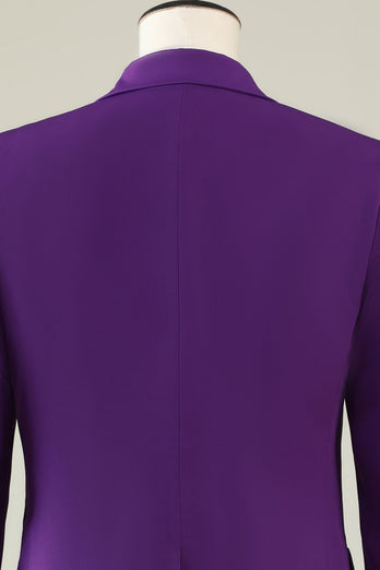 Purple Double Breasted 3 Piece Formal Party Suits