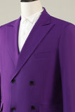 Purple Double Breasted 3 Piece Formal Party Suits