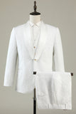 White Jacquard Shawl Lapel 3 Piece Formal Suits