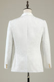 White Jacquard Shawl Lapel 3 Piece Formal Suits