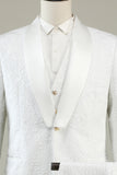 White Jacquard Shawl Lapel 3 Piece Formal Suits