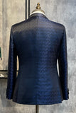 Dark Blue Peak Lapel Men's Formal Blazer
