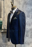Dark Blue Peak Lapel Men's Formal Blazer