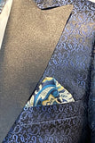 Dark Blue Peak Lapel Men's Formal Blazer