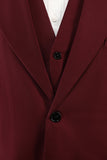 Burgundy Peak Lapel 3 Piece Men's Formal Suits