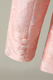Light Pink Jacquard 2-Piece Shawl Lapel One Button Formal Suits