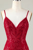 Load image into Gallery viewer, Sparkly Dark Red Sequins Spaghetti Straps Tight Short Cocktail Dress