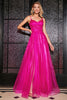 Load image into Gallery viewer, Hot Pink A-Line Spaghetti Straps Long Corset Formal Dress with Slit