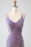 Sparkly Mermaid Light Purple Sequins Formal Dress with Slit