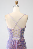 Sparkly Mermaid Light Purple Sequins Formal Dress with Slit