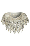 Ivory Sequin Glitter 1920s Cape