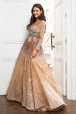Luxurious V Neck Gold Mother of the Bride Dress with Beading