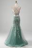 Load image into Gallery viewer, Mermaid Lace-Up Back Light Green Formal Dress with Appliques
