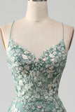 Mermaid Lace-Up Back Light Green Formal Dress with Appliques