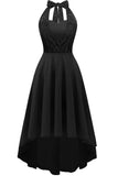 High Low Halter Black Vintage Dress