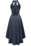 High Low Halter Black Vintage Dress