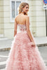 Load image into Gallery viewer, A-Line Strapless Beaded Blush Tiered Long Formal Dress