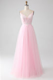 Light Pink A-Line Spaghetti Straps Formal Dress with Beading