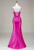 Load image into Gallery viewer, Stylish Mermaid Spaghetti Straps Purple Corset Formal Dress with Split Front