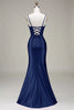 Load image into Gallery viewer, Stylish Mermaid Spaghetti Straps Purple Corset Formal Dress with Split Front