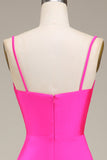 Hot Pink Spaghetti Straps A-Line Long Formal Dress