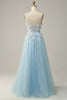 Load image into Gallery viewer, A Line Spaghetti Straps Sky Blue Formal Dress with Appliques