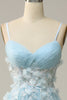 Load image into Gallery viewer, A Line Spaghetti Straps Sky Blue Formal Dress with Appliques