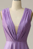 Load image into Gallery viewer, A Line Deep V Neck Purple Sleeveless Long Formal Dress