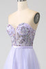 Load image into Gallery viewer, Lavender A Line Tulle Corset Formal Dress with Slit
