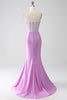 Load image into Gallery viewer, Lilac Mermaid Strapless Corset Formal Dress with Slit