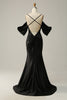 Load image into Gallery viewer, Mermaid Off the Shoulder Black Open Back Long Formal Dress